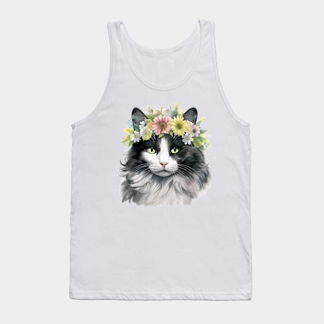 American Curl Cat Flowers Water Color Cat Mom Mother's Day Gift Tank Top by karishmamakeia